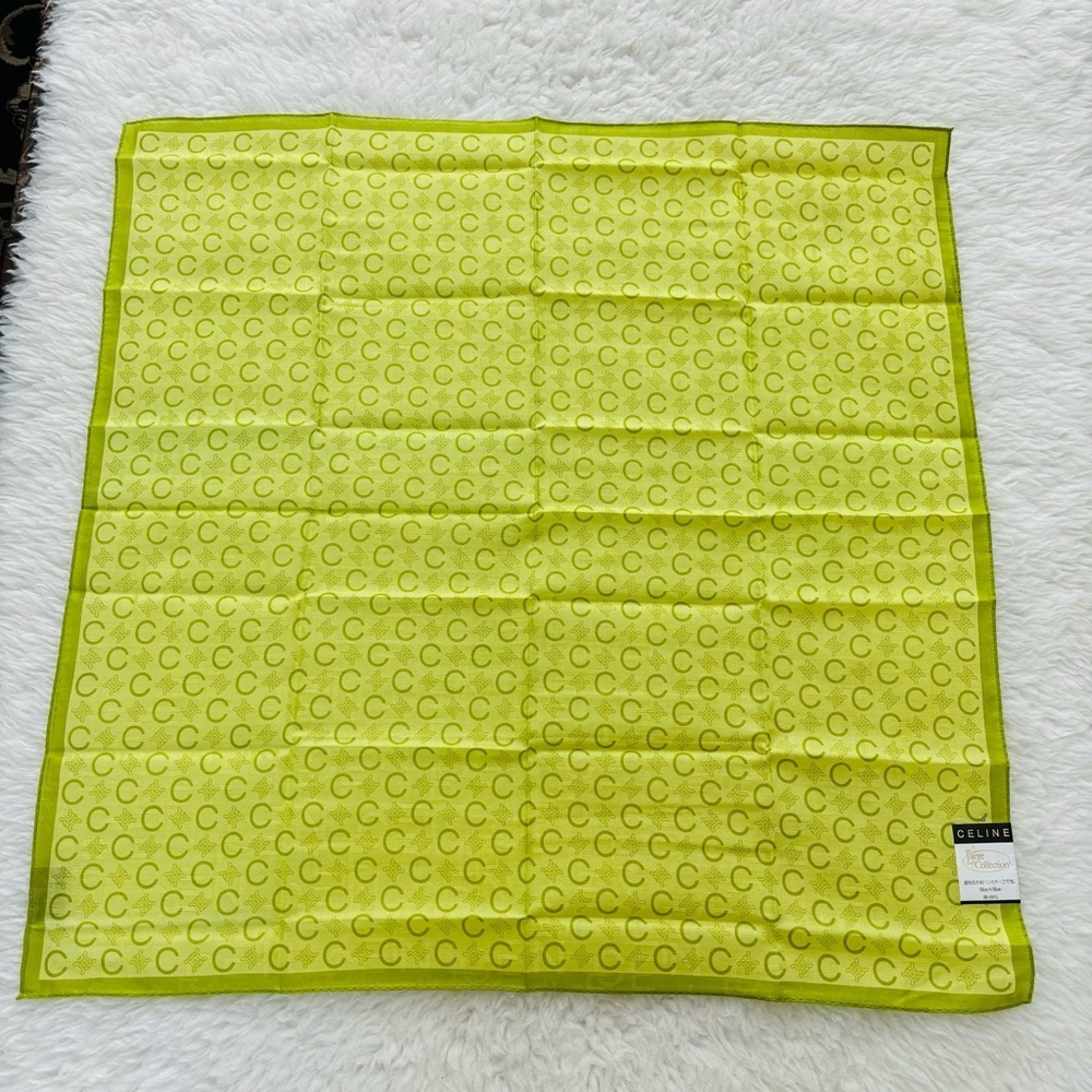 CELINE C Logomania Monogram 100% Cotton Square Bandanna/ Scarf Size 23” x 23” - Picture 7 of 16
